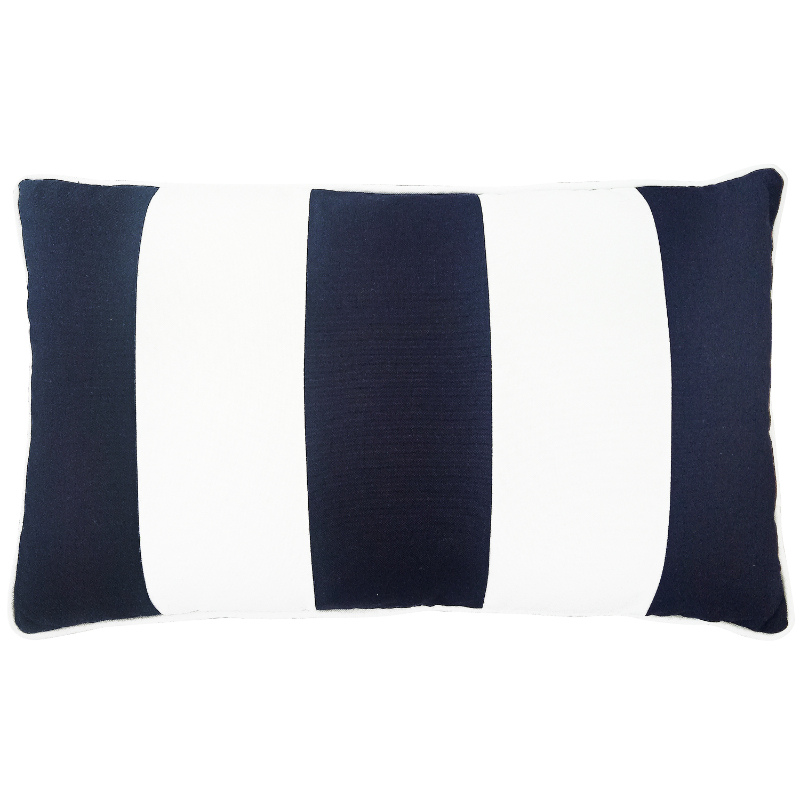 Navy and  White Striped Outdoor Cushion Cover
