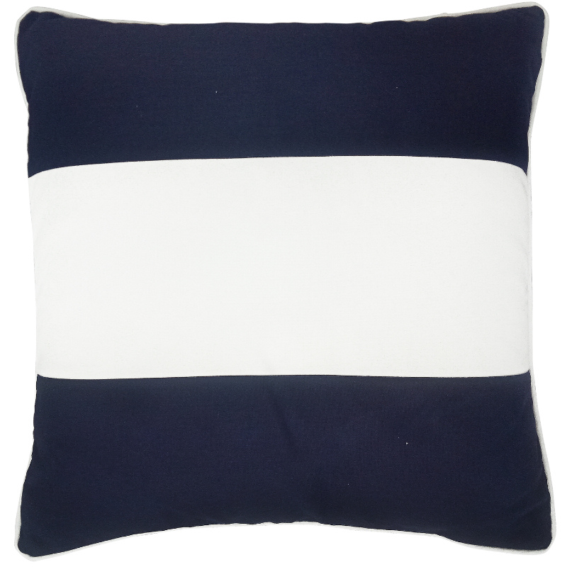 Navy and White Panel Outdoor Cushion Cover
