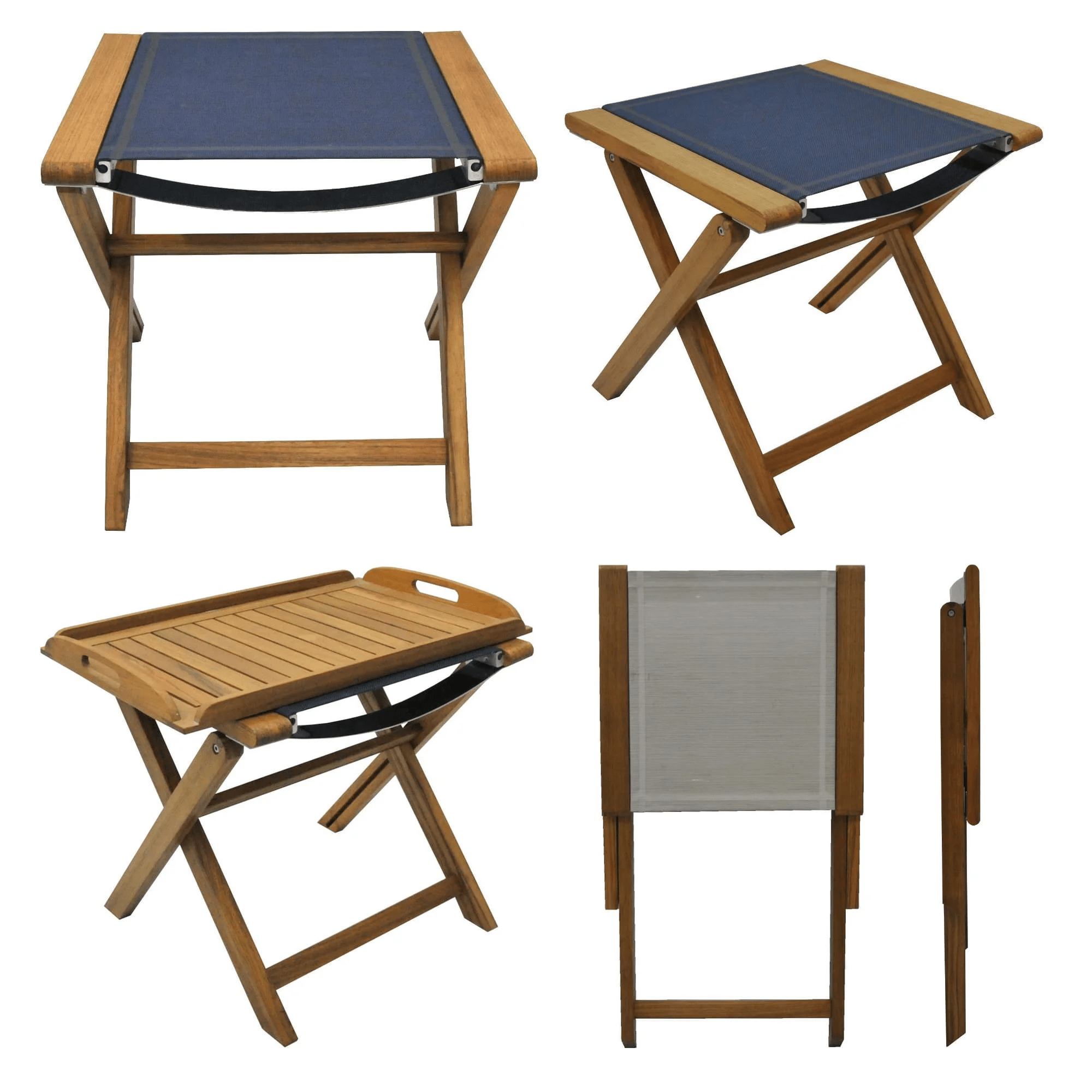 Teak and Stainless Steel Stool
