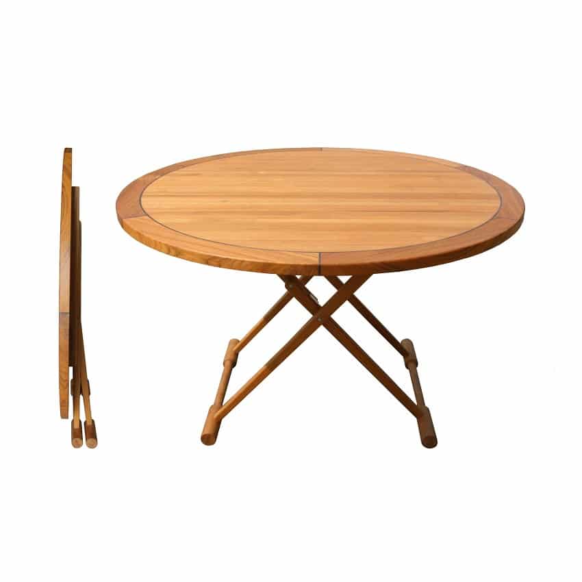Round Teak Foldable Table 120X120CM - 3 Different Heights