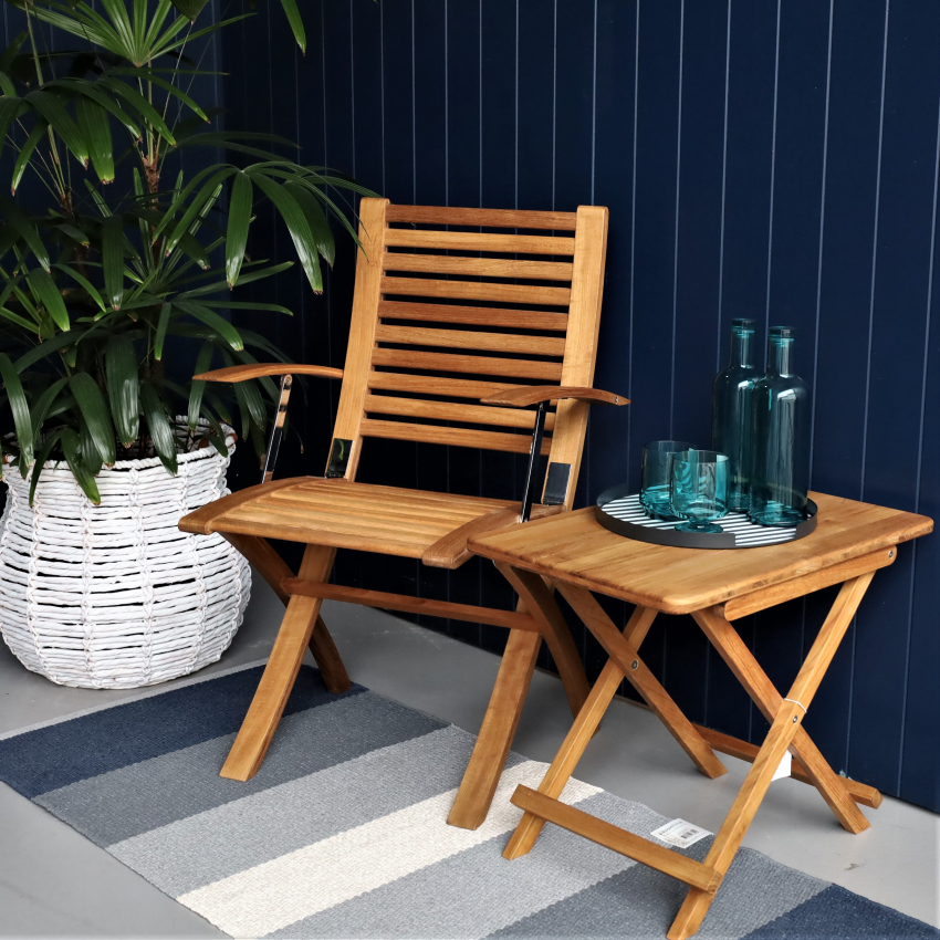 Slatted Teak and Stainless Deck Chair