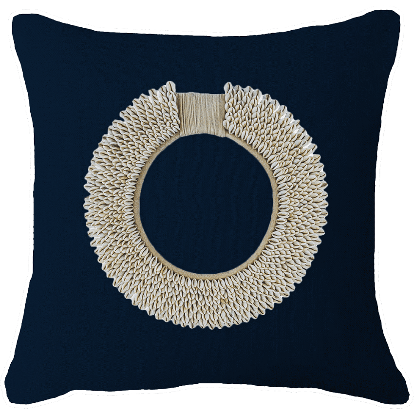Navy Shell Ring Lounge Cushion 55 x 55 cm